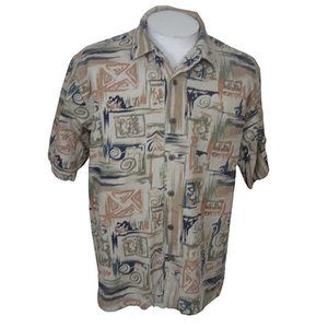 Summa Men Hawaiian camp shirt p2p 25" XL aloha tropical vintage linen abstract